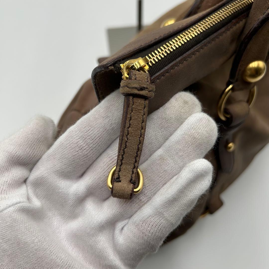 【美品】miu miu ヴィッテロ 2way ハンドバッグ ブラウン レザー