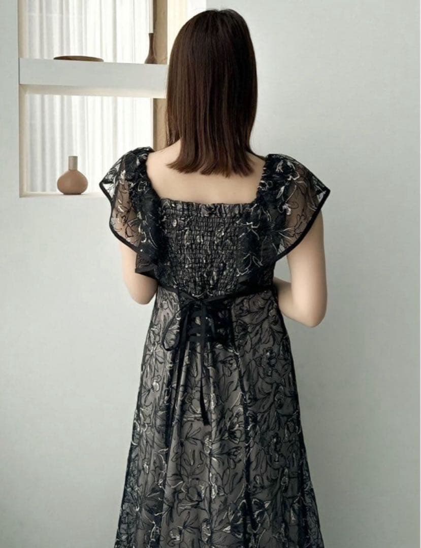 さ*く様 dazzlin チュール刺繍マーメイドドレス ブラック 黒
