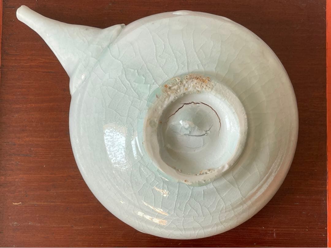 作家物　陶芸家　加藤委　つぶさ　川小牧白磁片口　オブジェ　青白磁　川小牧手　共箱