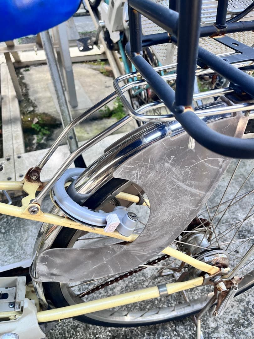 配達用、北鎌倉電5灯電動アシスト自転車 クリーム色 前カゴ付きパナソニック