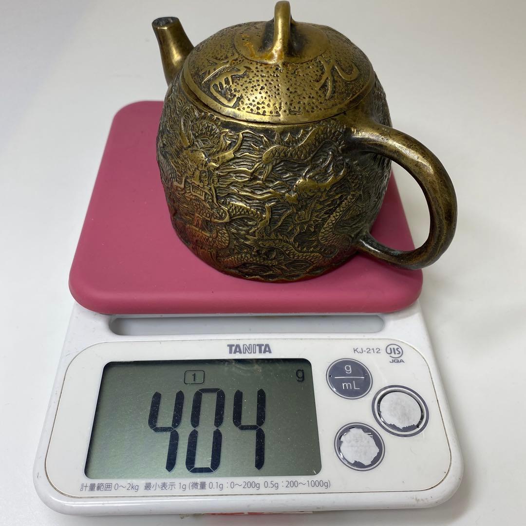 中国古玩　大明宣徳作　銀銅製　急須　404g 東さ7-0823①