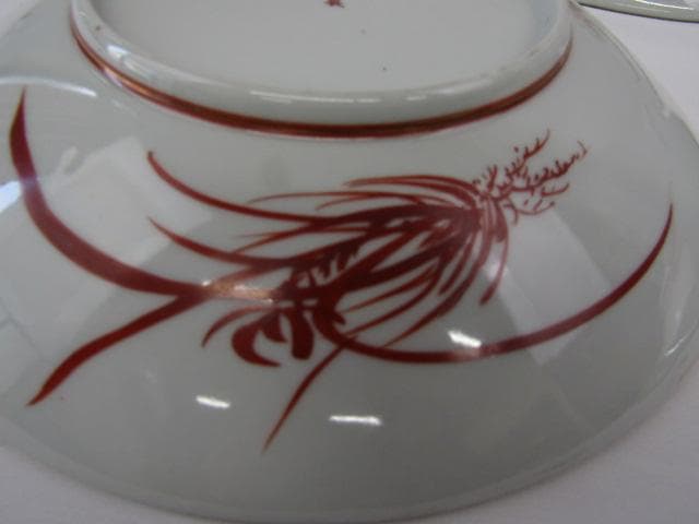 ◇明治期 九谷焼 朝日製 金彩赤絵 細密画 鳳凰文 中皿 5客 Y5-1029◇