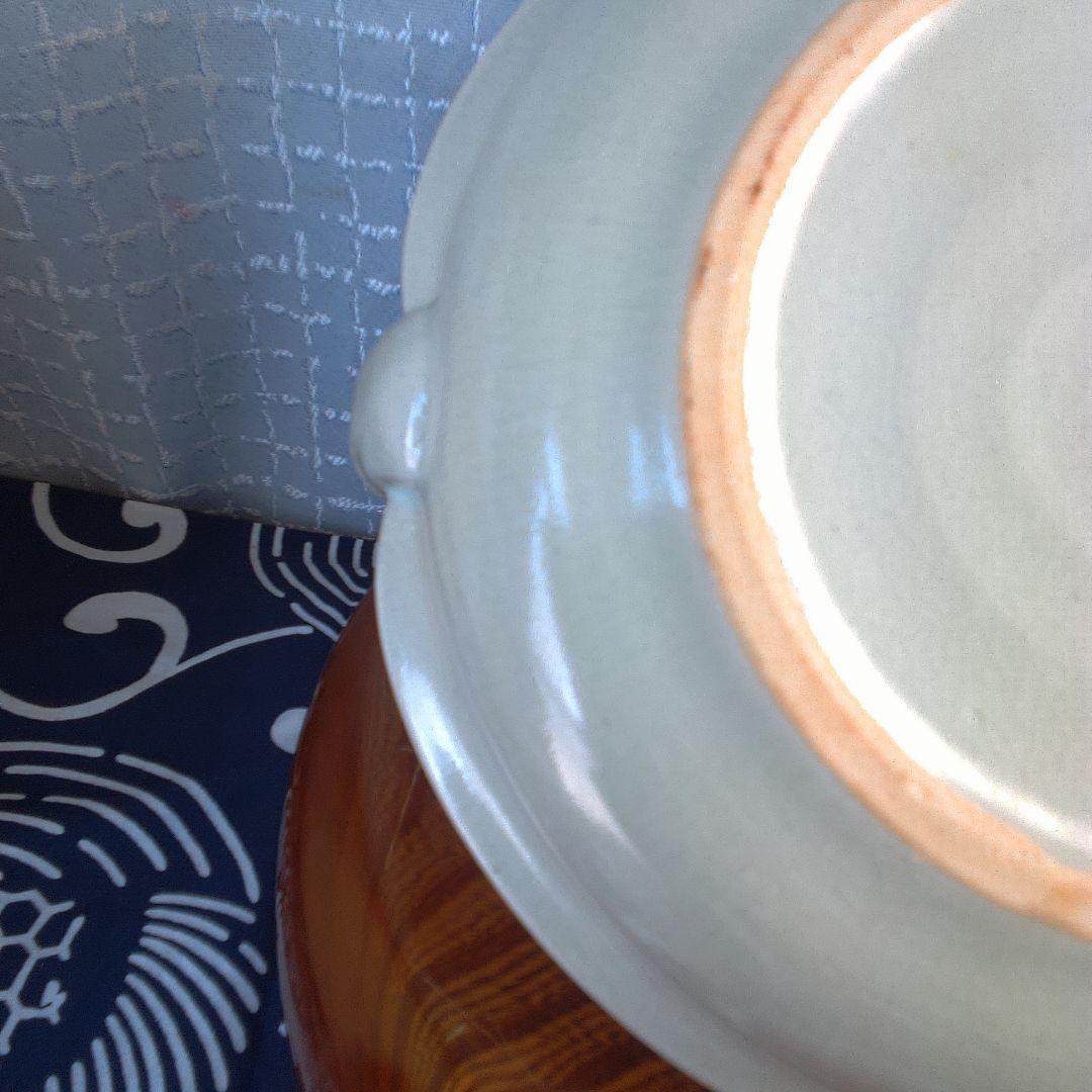 骨董１ 持ち手付き陶器皿 青い花柄中古