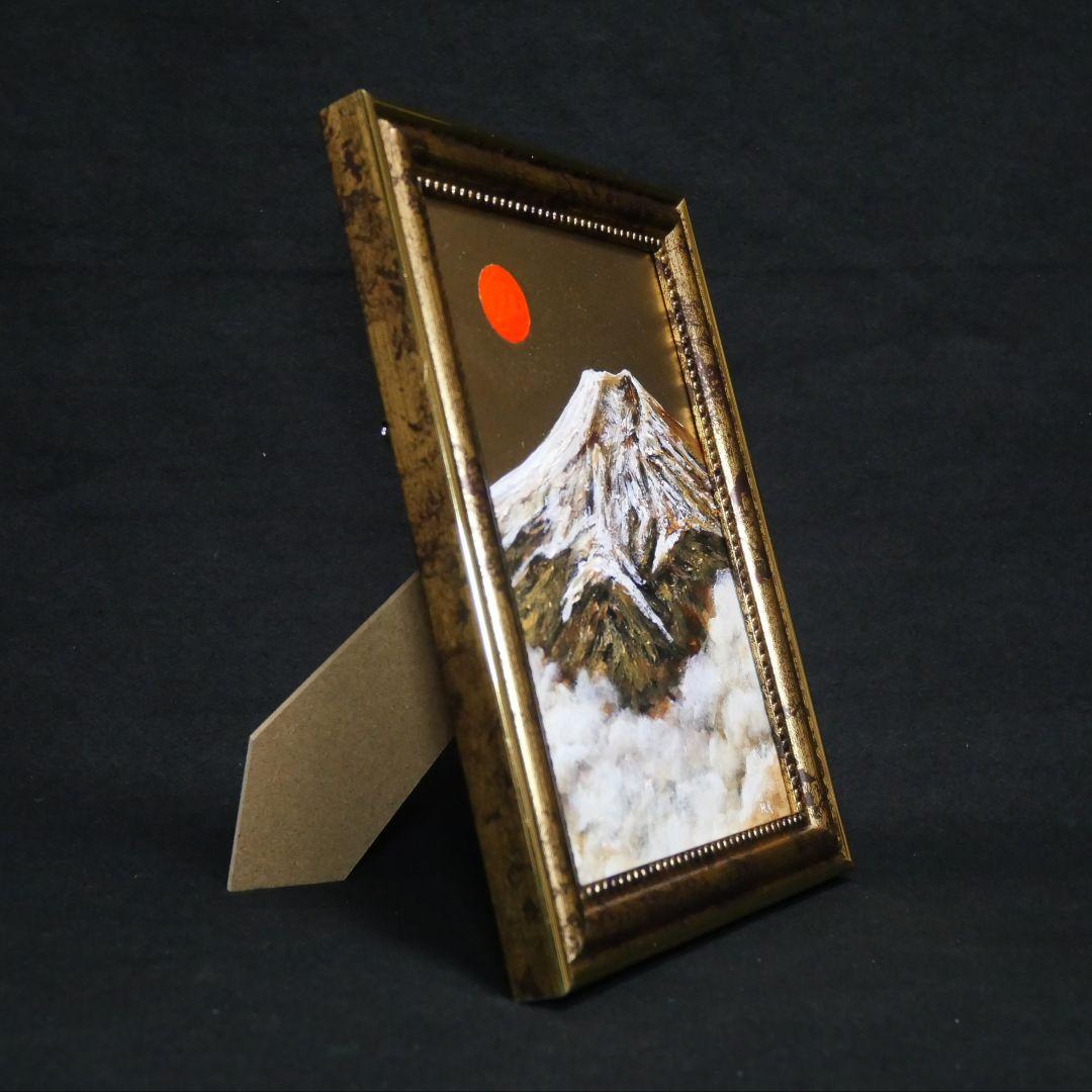 油絵 ミニ絵画【金色の霊峰】