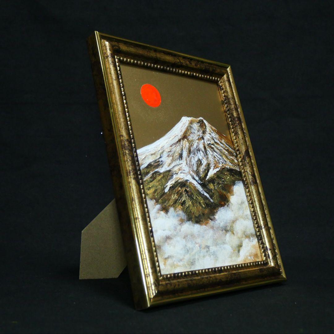 油絵 ミニ絵画【金色の霊峰】