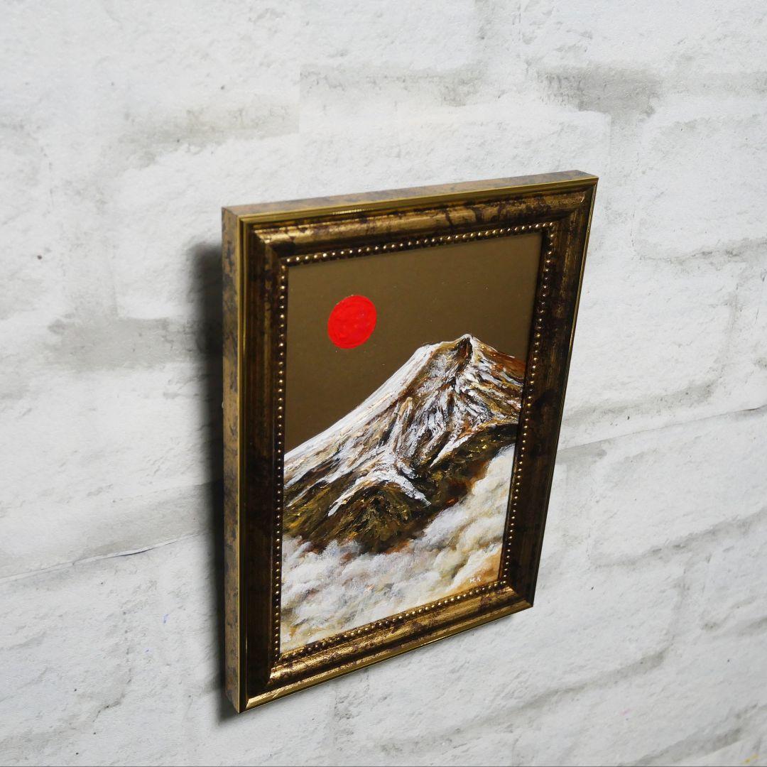 油絵 ミニ絵画【金色の霊峰】