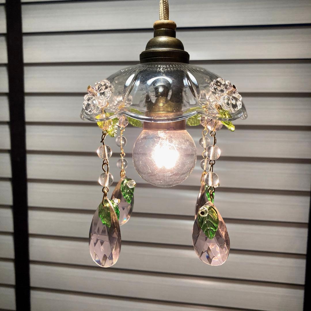 ミニシャンデリア（花）1920年 フランス アンティーク ランプシェード