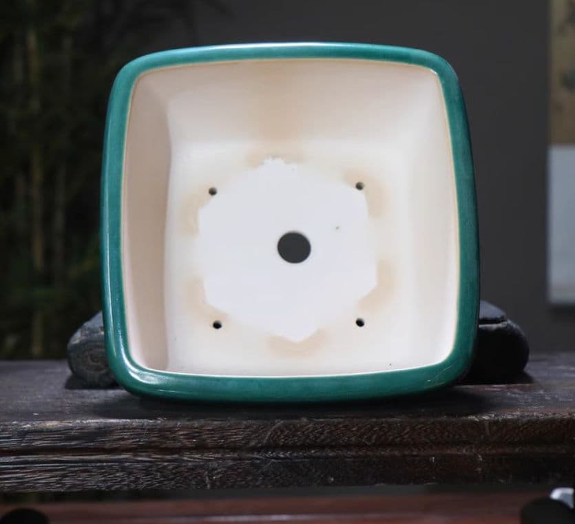 正方形回紋陶器鉢 青磁鉢 山野草鉢 多肉植物 植木鉢 小品大品盆栽鉢 陶器鉢置物