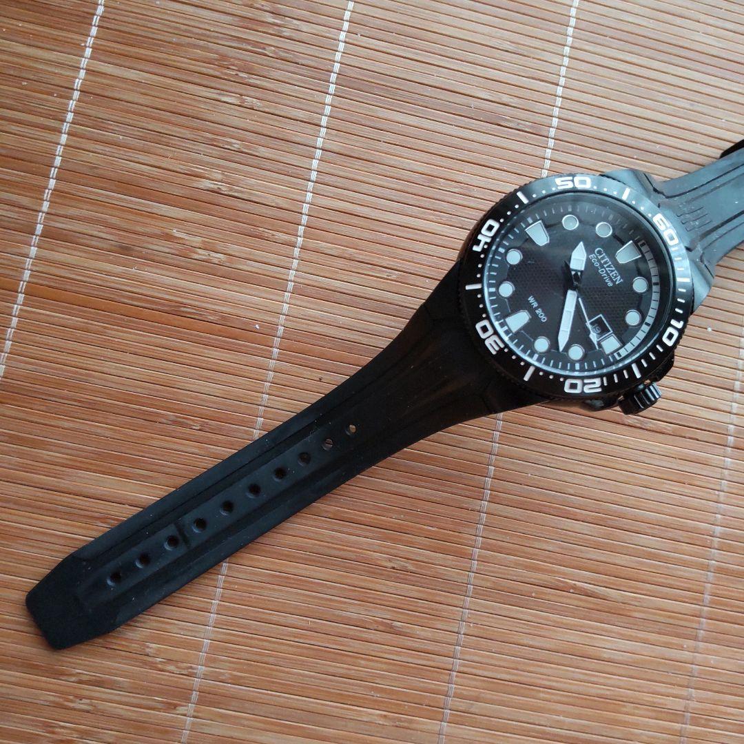 美品【稼働品】CITIZEN/シチズン/エコドライブ/ダイバー/デイト/ブラック
