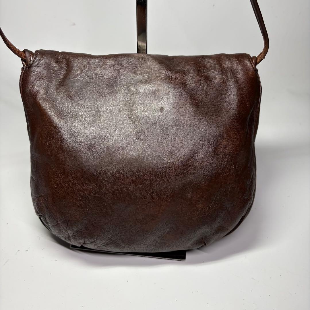 美品　ロエベ ナッパレザー ビンテージショルダーバッグ アナグラム　ブラウン