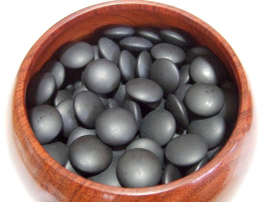 蛤碁石 那智黒石 33号碁石 白182個 黒183個 花梨特大碁筍 / 囲碁