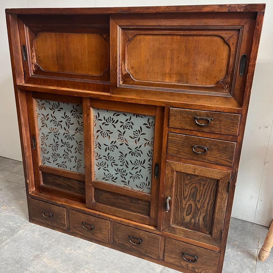 アンティーク ガラス 戸棚 キャビネット 飾り棚 昭和レトロ z500