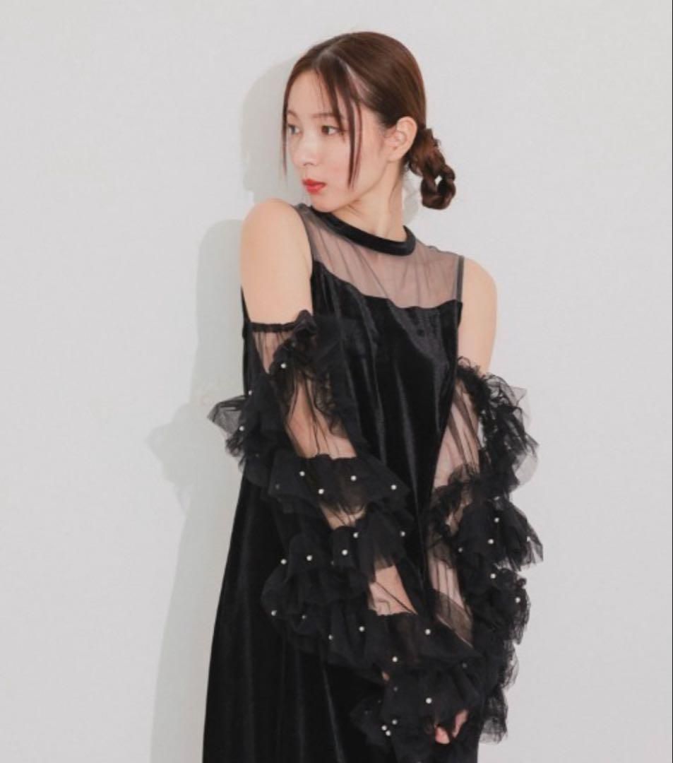 andresd detached sleeve dress ブラックホワイト - メルカリ