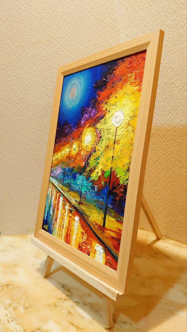 油絵 絵画【秋のライトアップ】