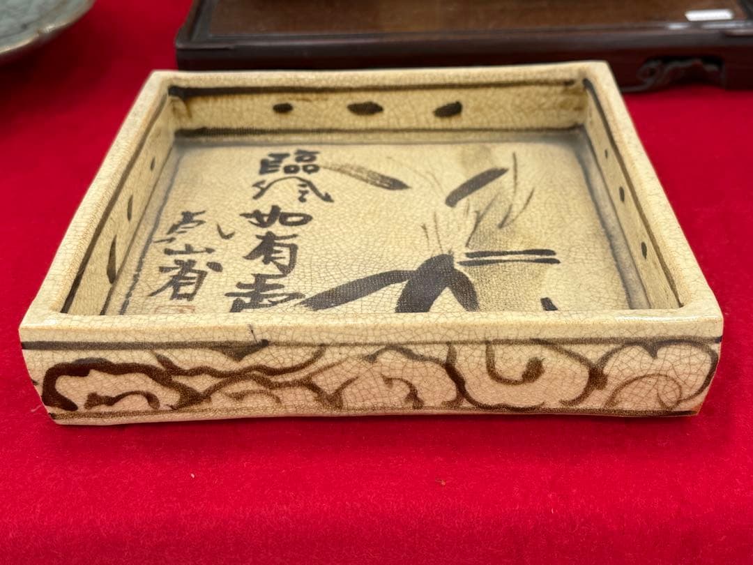 時代　乾山　竹紋角皿　菓子皿　木箱入　送料込み251206