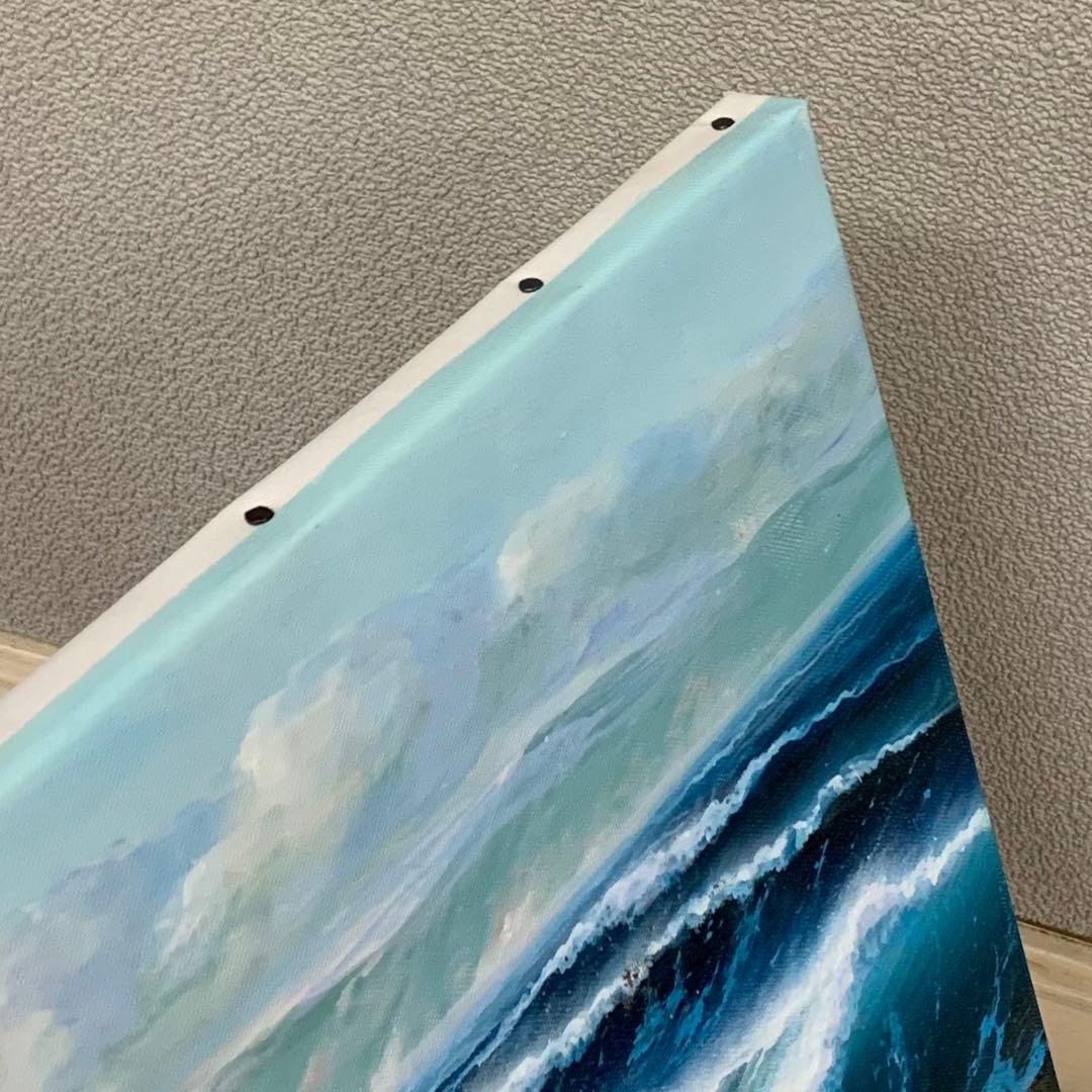 油彩　肉筆　波　海　油絵