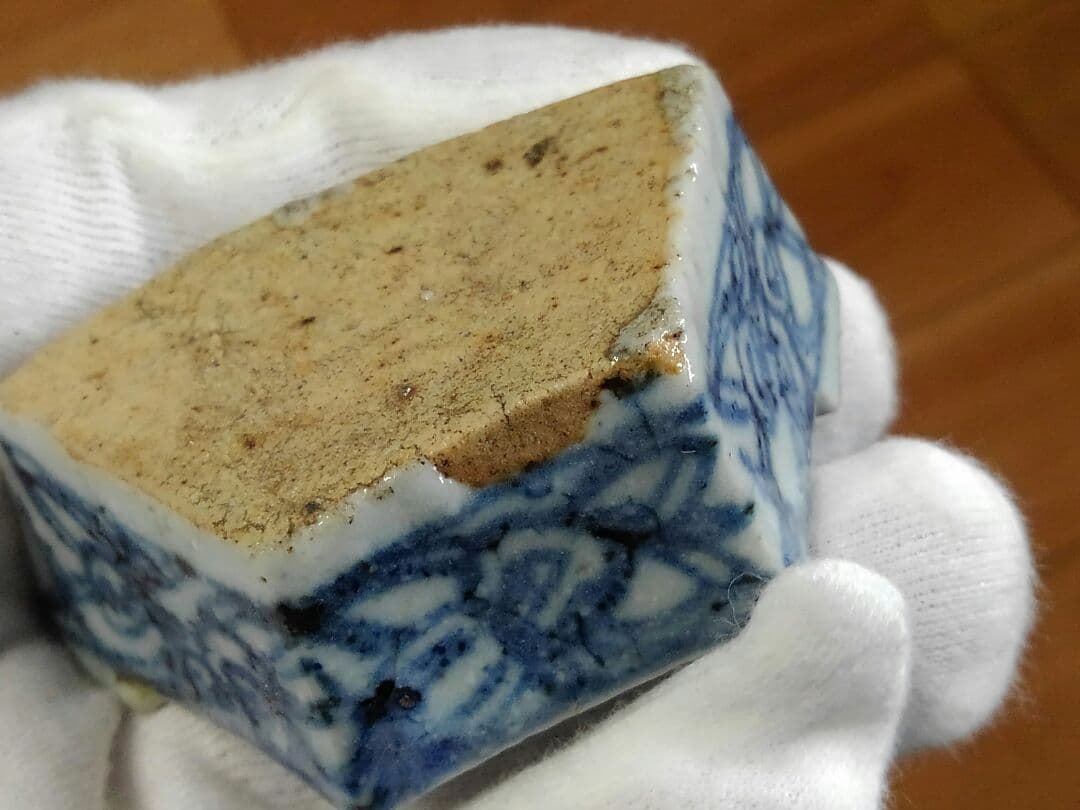 ♥中国製 【 青華 水孟 桐箱付き 】 書道具 染付 骨董品