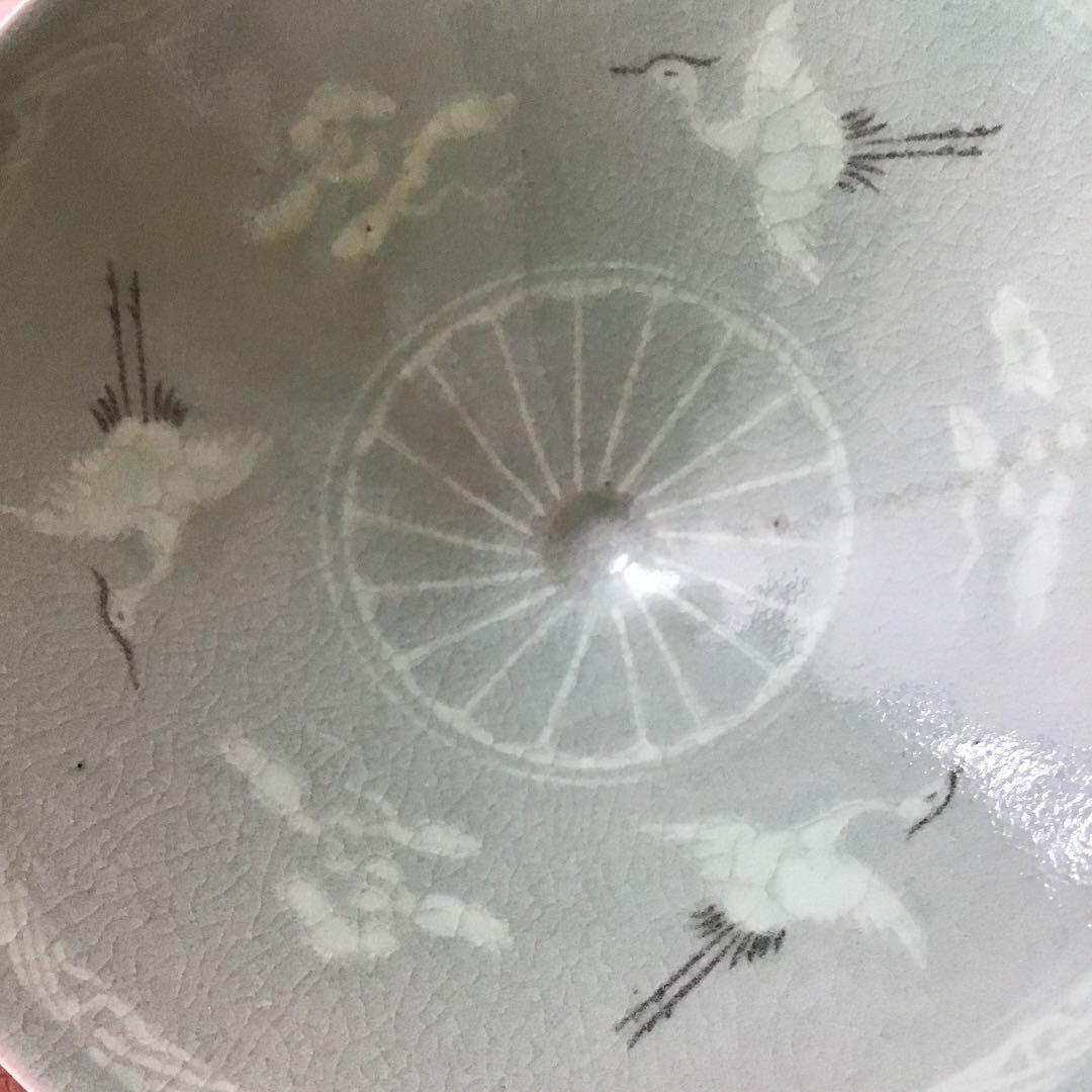 茶道具 茶碗 今渡 雲鶴青磁茶碗 伴松ト号 韓国人間国宝 申相浩 N268SH