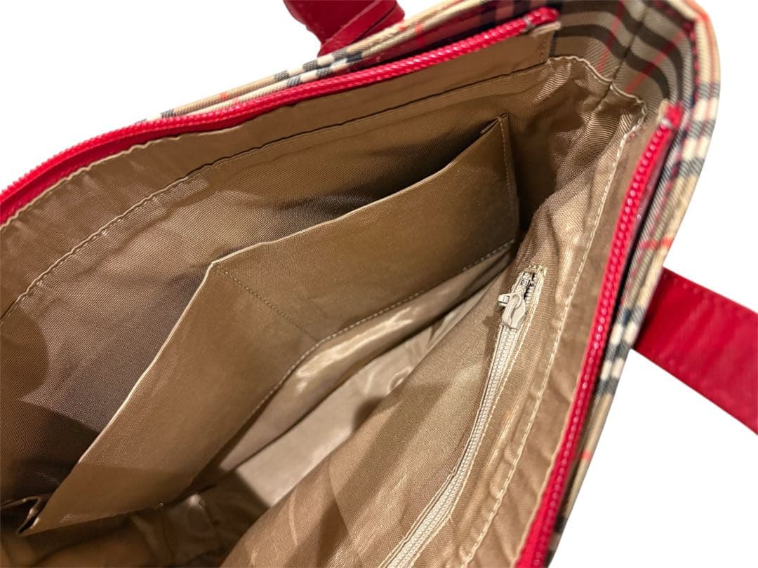 超希少 極美品 BURBERRYS バーバリーノバチェック ハンドバッグ レッド