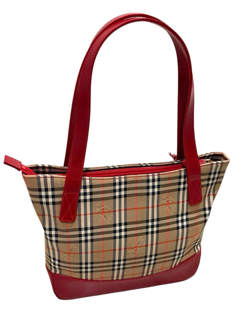 超希少 極美品 BURBERRYS バーバリーノバチェック ハンドバッグ レッド