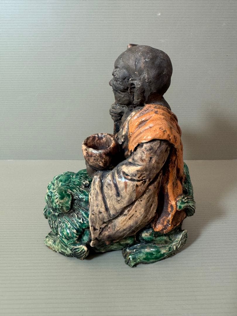 2719 時代物 人物 仙人青獅像 古美術 置物