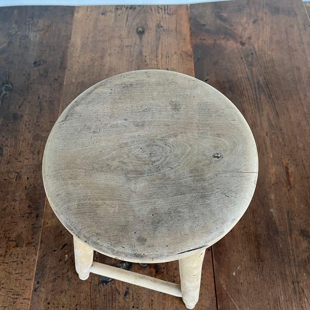 アンティーク スツール 椅子 無垢材 無塗装 シャビー z657