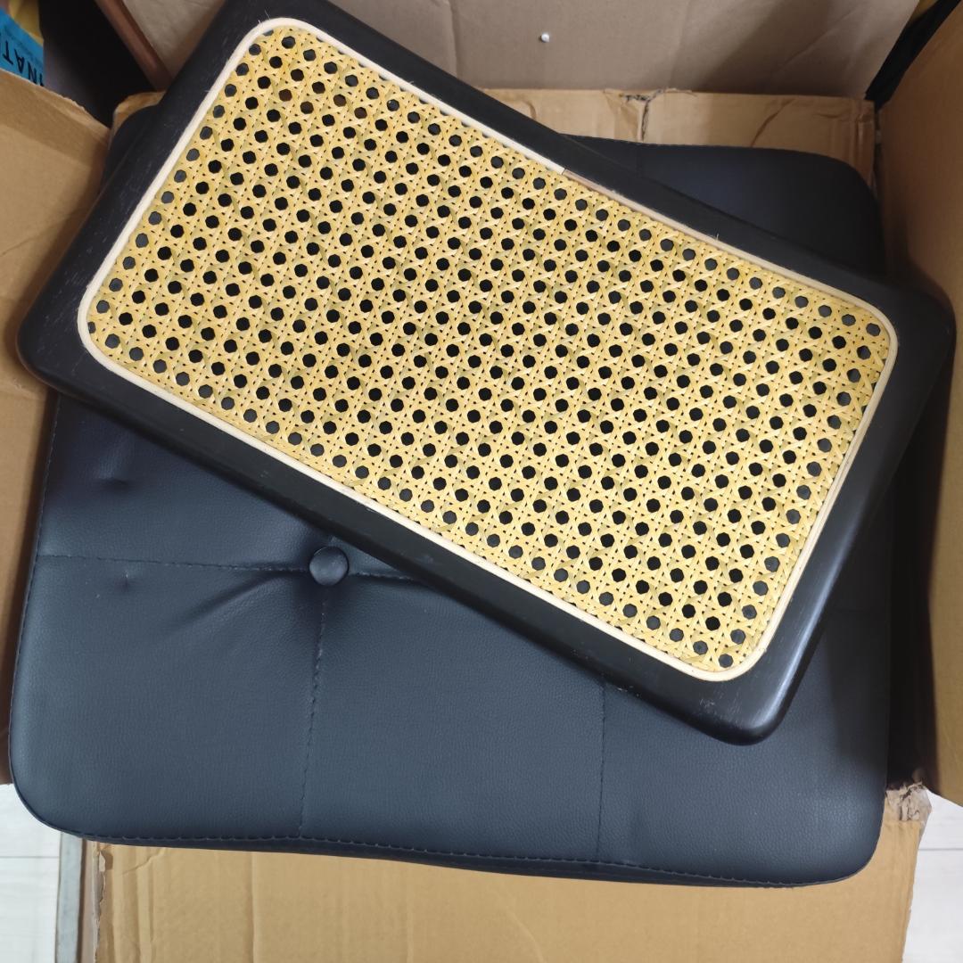 ダイニングチェア ラタン 食卓椅子 籐編み 北欧風 合成革 肘なし 2セット