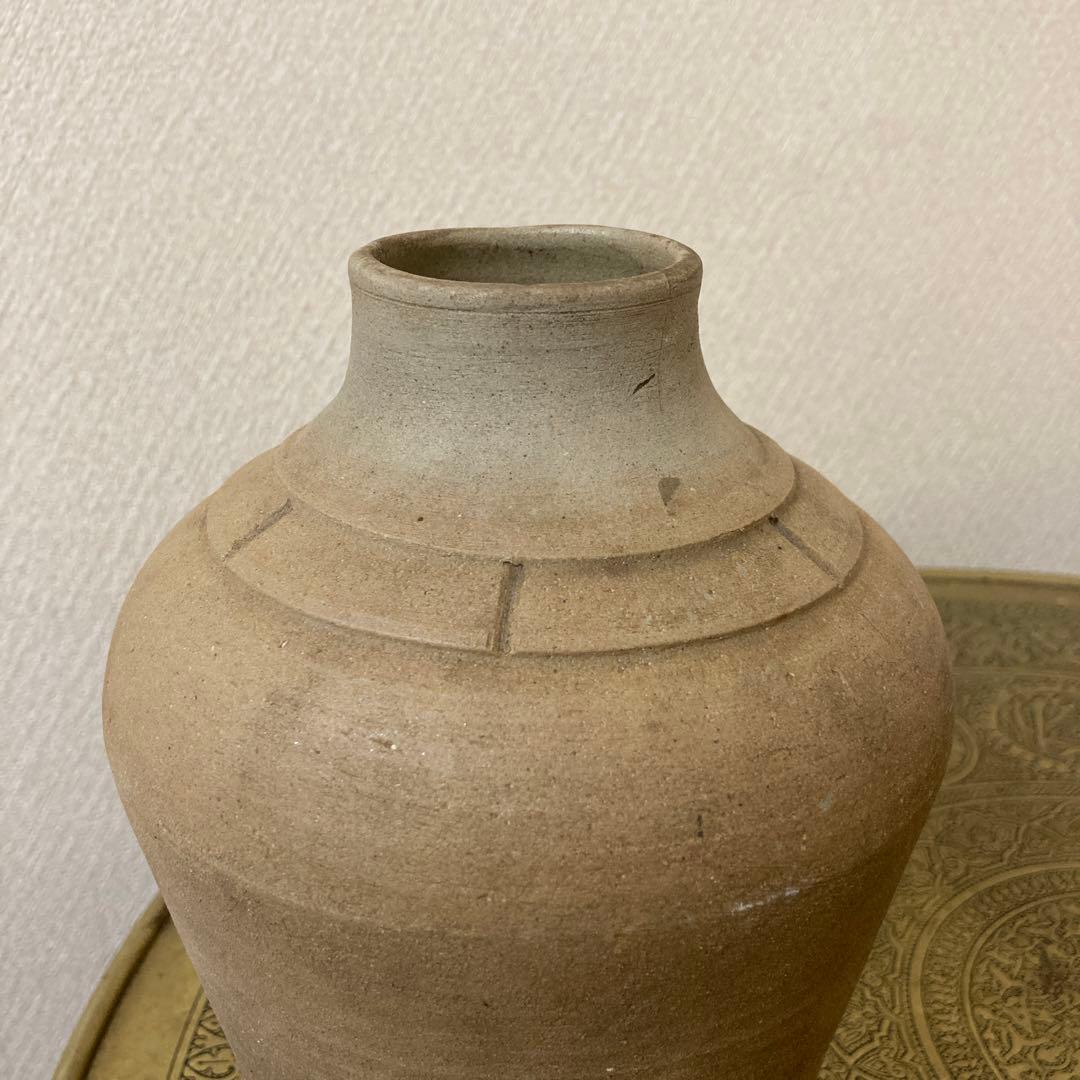 珍品 古壺2点〈検 須恵器 朝鮮 李朝 渥美壺 三筋壺