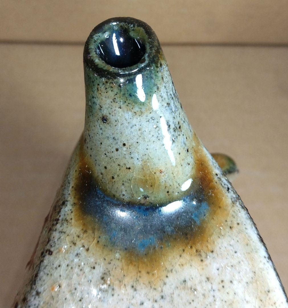 本物保証】金城次郎 魚紋抱瓶 共箱(本人書付）栞 人間国宝 壷屋焼