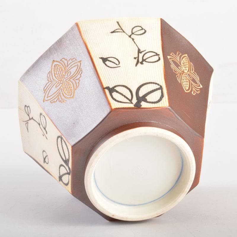 美濃焼 幸兵衛窯 加藤幸兵衛作 鉄絵花草文 八角向付 六客 共箱 C 6857A