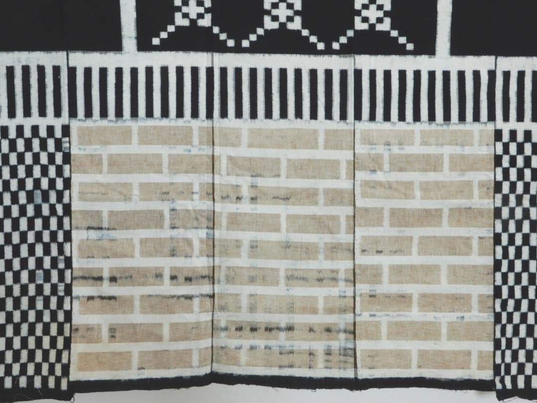 木綿・古布・明治期・手織り藍染・久留米絣・ビルヂング・5巾・一部