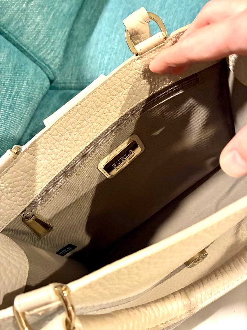 FURLA グレー ジュ　ハンドバッグ 保存袋付き