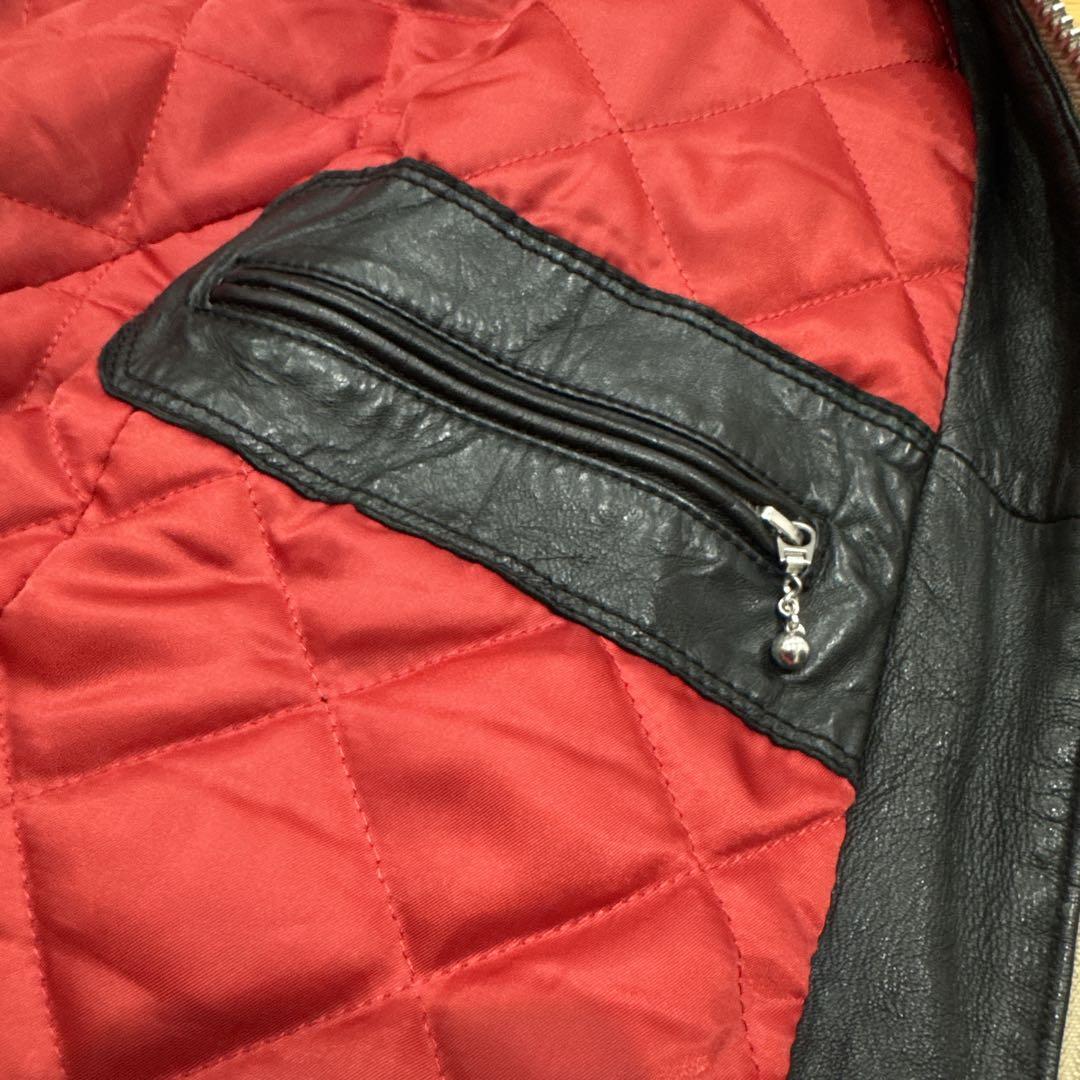 極美品】XLサイズ ナノユニバース シープスキン シングルライダース 黒