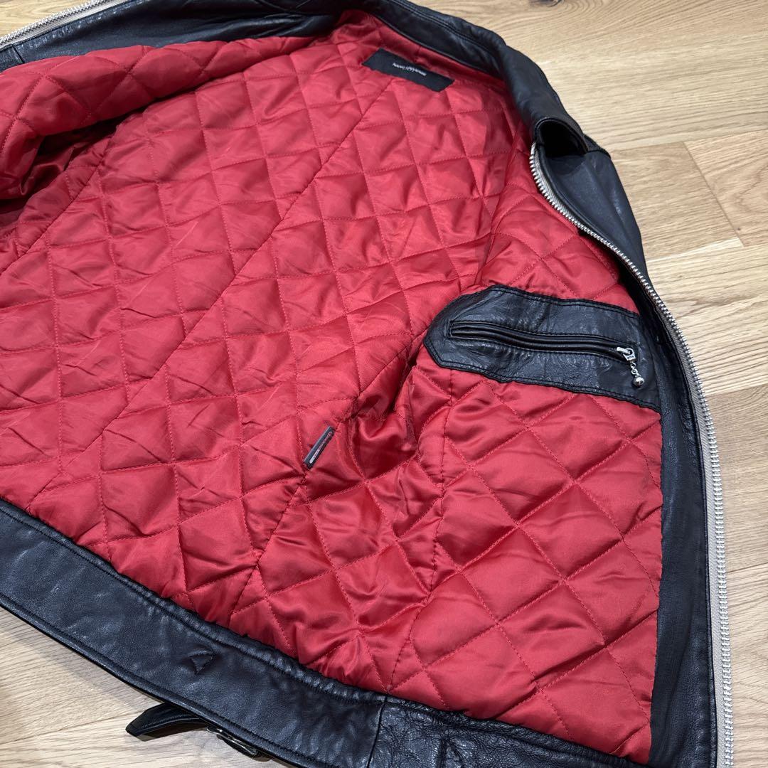 極美品】XLサイズ ナノユニバース シープスキン シングルライダース 黒