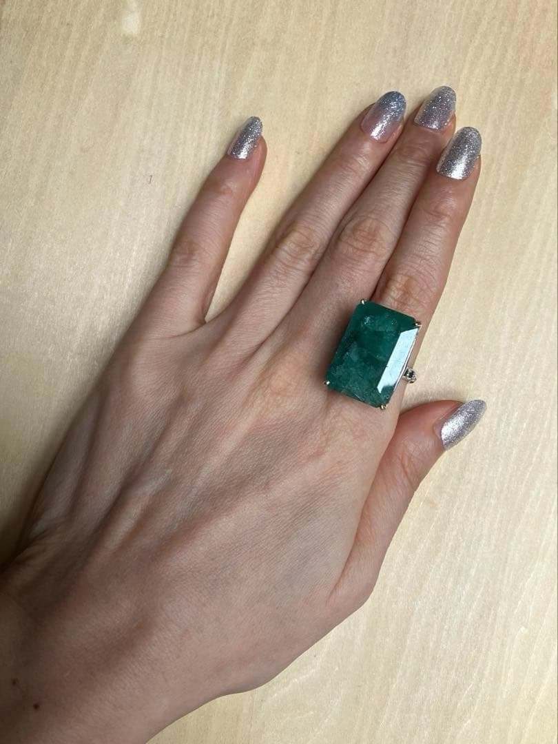 訳あり32ctグリーンベリルリング・指輪ゴールドK18金ゴールド 匿名配送