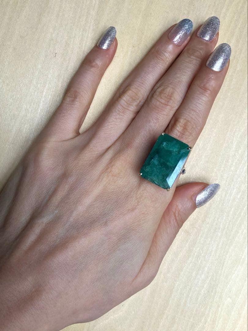 訳あり32ctグリーンベリルリング・指輪ゴールドK18金ゴールド 匿名配送