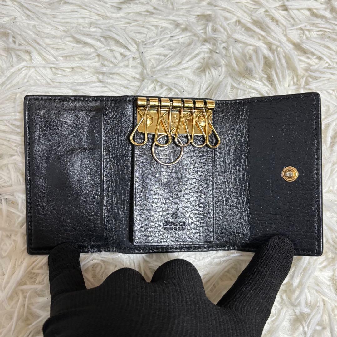 GUCCI グッチ GGマーモント 6連キーケース レザー 黒 箱 保存袋付