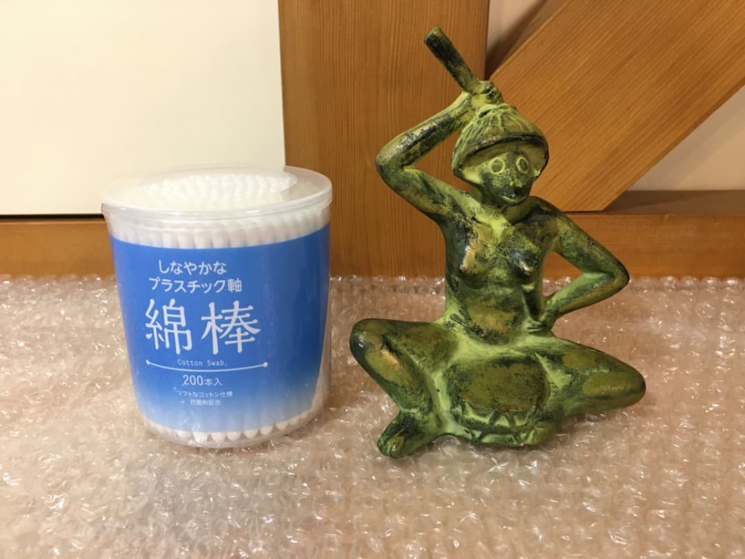 レア] 鼓を叩く河童 女性 金属製 非常に風流な作品 かっぱ カッパ 置物