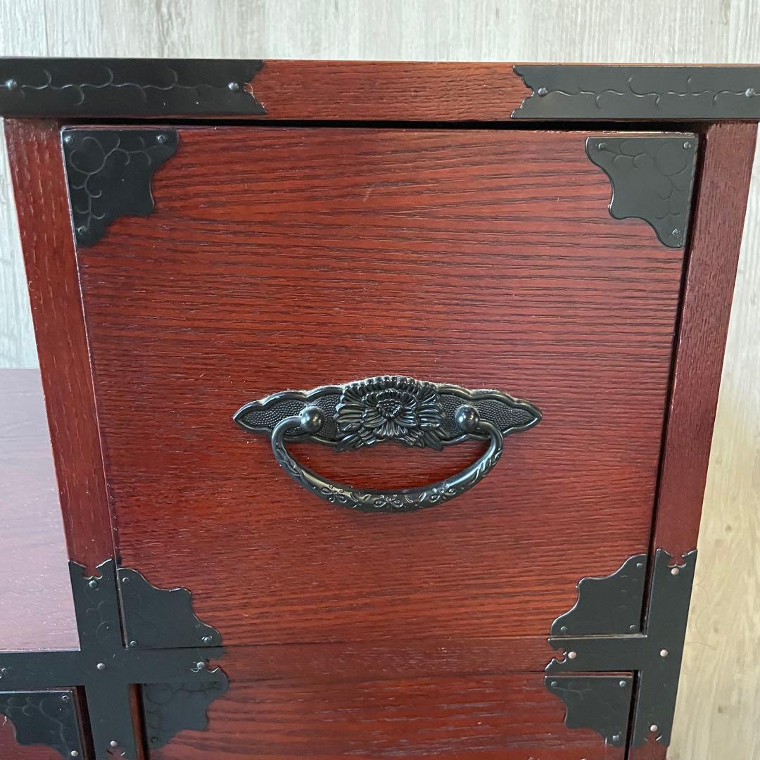 階段箪笥 昭和レトロ 左下り 飾り棚 収納棚 アンティーク家具 小物収納