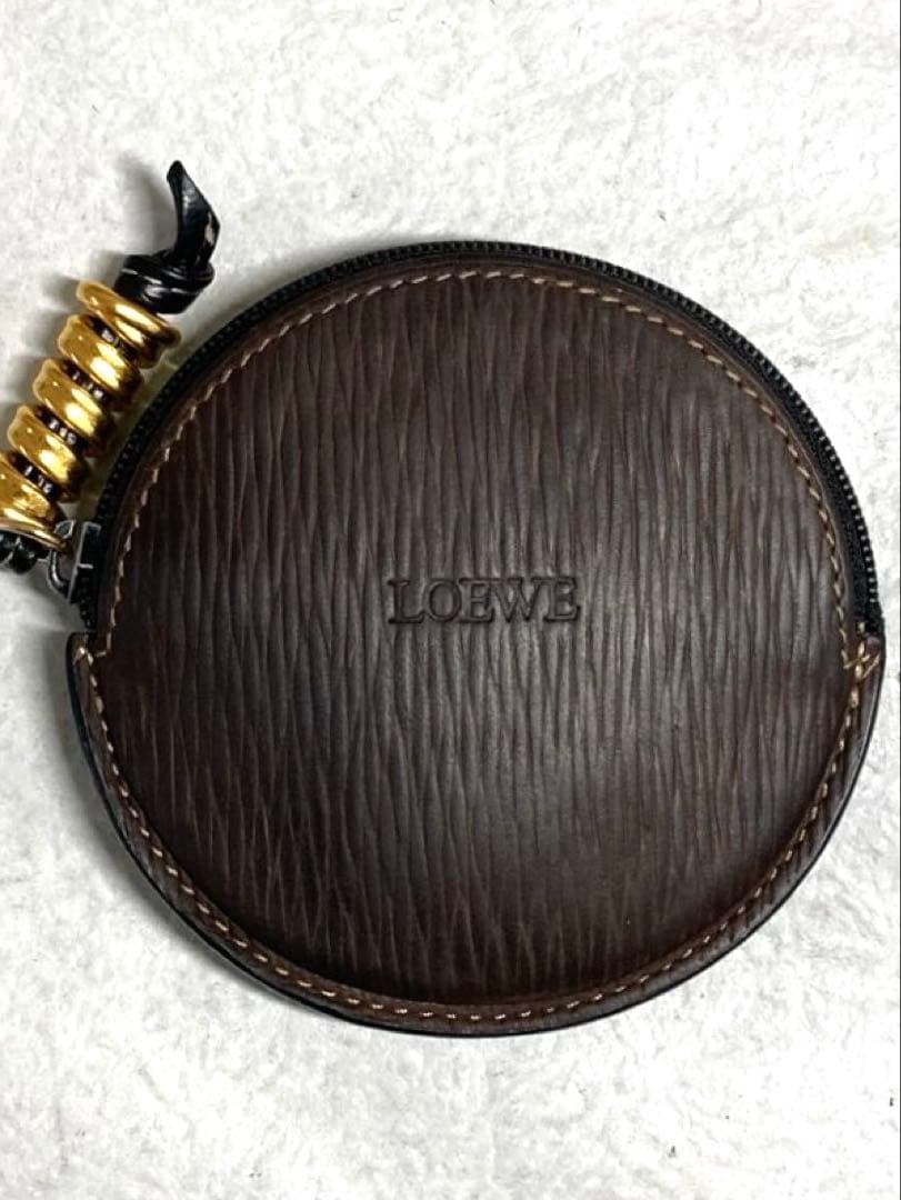 良品　ロエベ　ベラスケス　レザー　ラウンド　ケース　ミニポーチ
