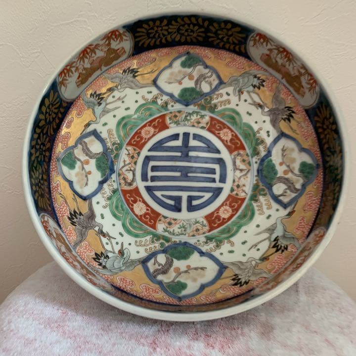 ◆本日限定大特価◆古伊万里 有田焼 大皿　大鉢　幕末〜明治期　色絵　吉祥