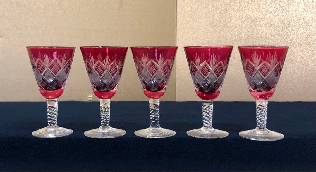 《R》ガラス工芸 江戸切子 グラス5客 木箱　250925あ4