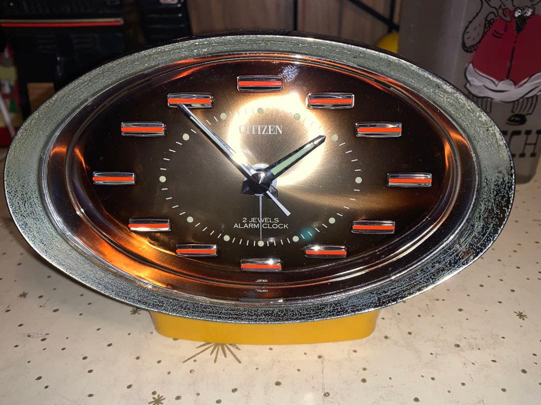 昭和レトロ 動作品 シチズン CITIZEN ゼンマイ式 置時計 スペースエイジ