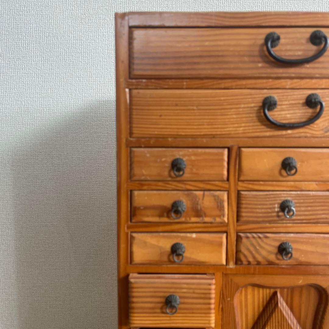 昭和レトロ アンティーク家具 薬箪笥 薬棚 小物入れ ヴィンテージ 22杯