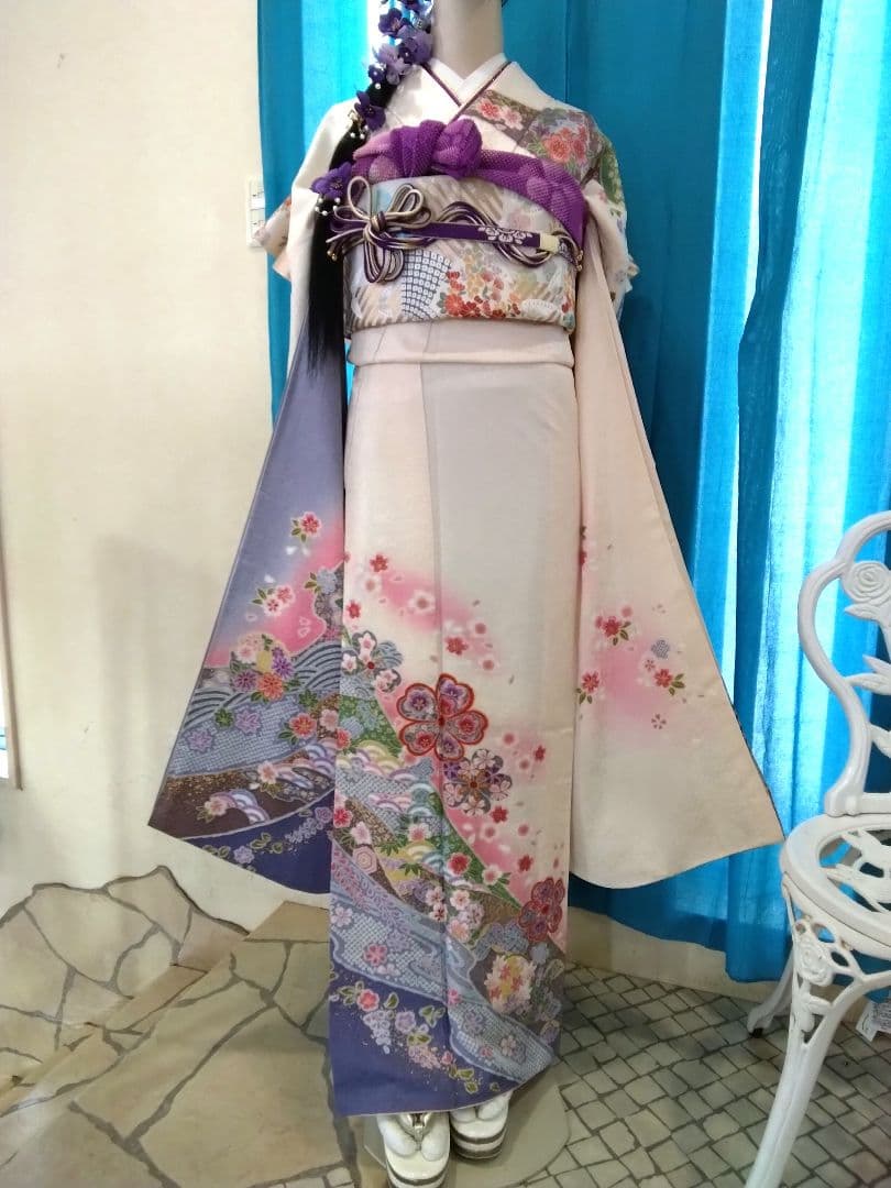 振袖フルセット、正絹振袖、成人式、重ね衿帯揚げ帯締め、西陣袋帯