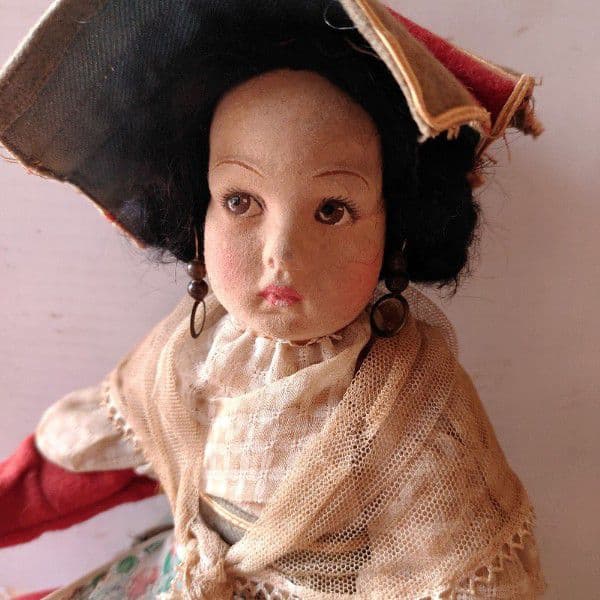 LENCI DOLL アンティークのレンチ・ドール 赤い頭巾の人形 31cm LENCI