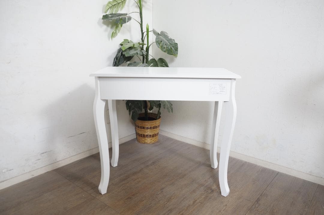 ミー☆ 　　猫脚デスク　引き出し　金取っ手　ホワイト