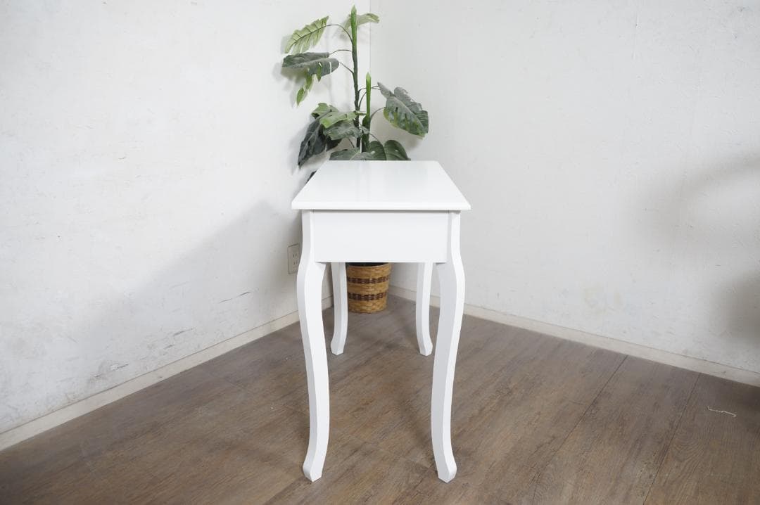 ミー☆ 　　猫脚デスク　引き出し　金取っ手　ホワイト