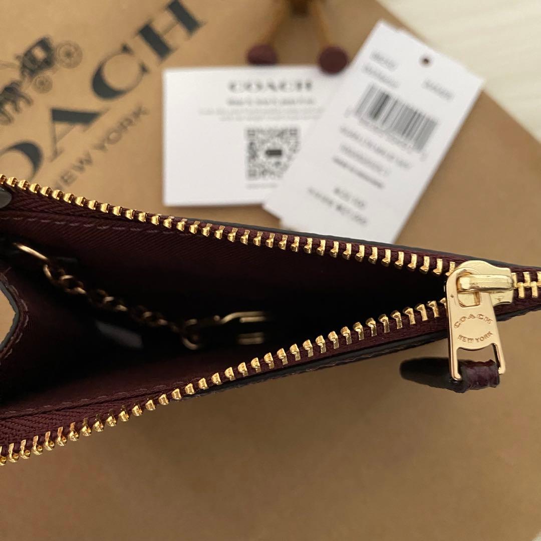 40 新品 COACH ケース ボルドー レッド 小銭入れ財布