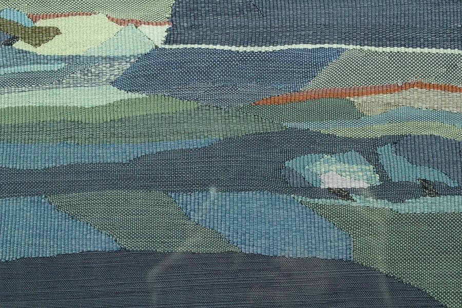 室内調度品 裂地風景画 額装 西陣 呉服屋蔵(K-LC936)